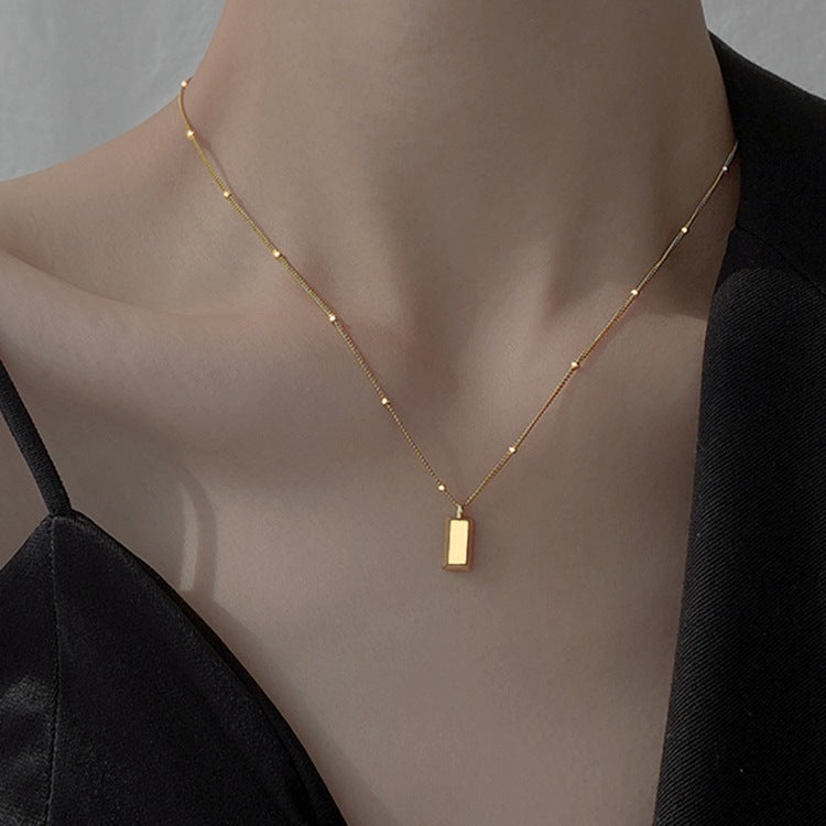 Small Gold Brick Necklace – Titanium Steel Women’s Jewelry