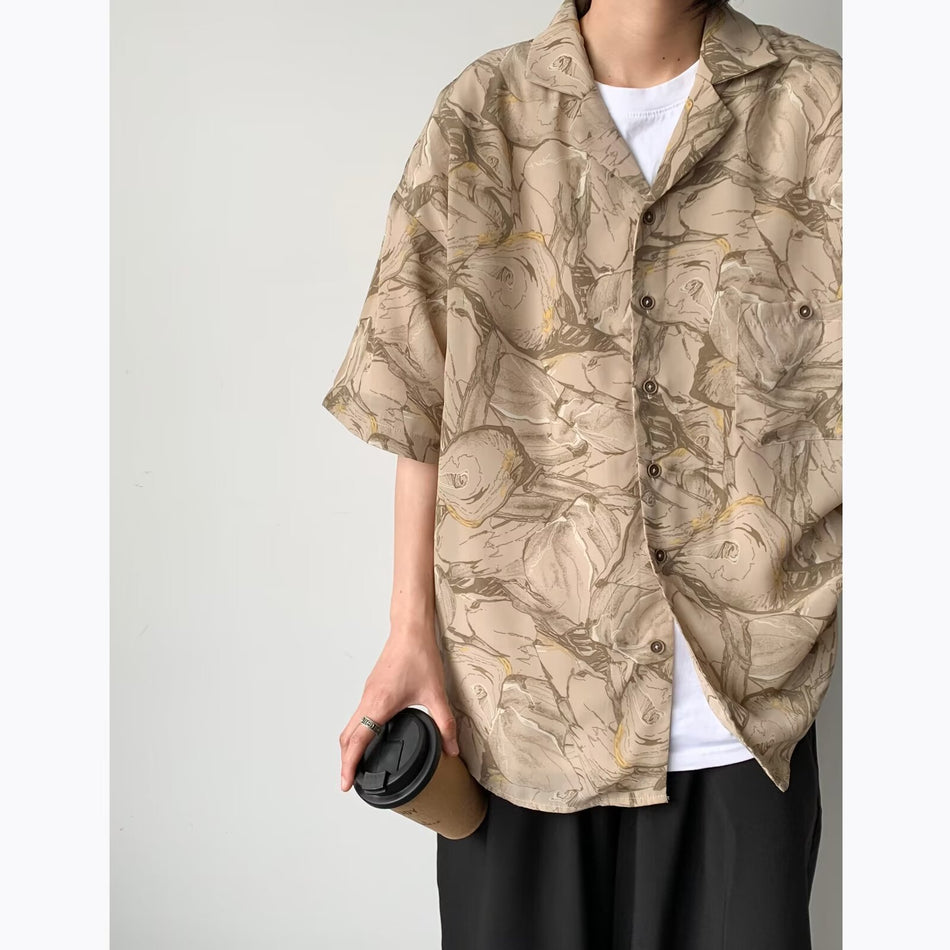 STOCK-Men’s Ice Silk Jacquard Shirt – Lightweight Elegant Top