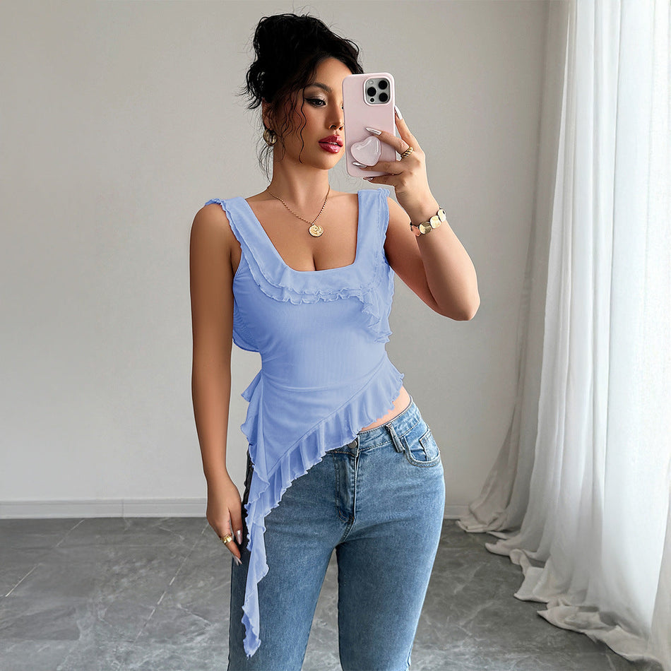 European & American Style Lace Lotus Leaf Top