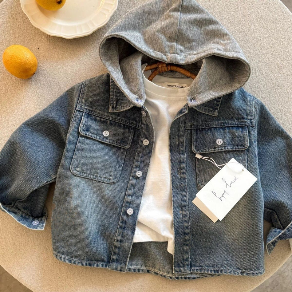 STOCK-2025 Boys’ Hooded Denim Jacket – Spring Trendy Denim
