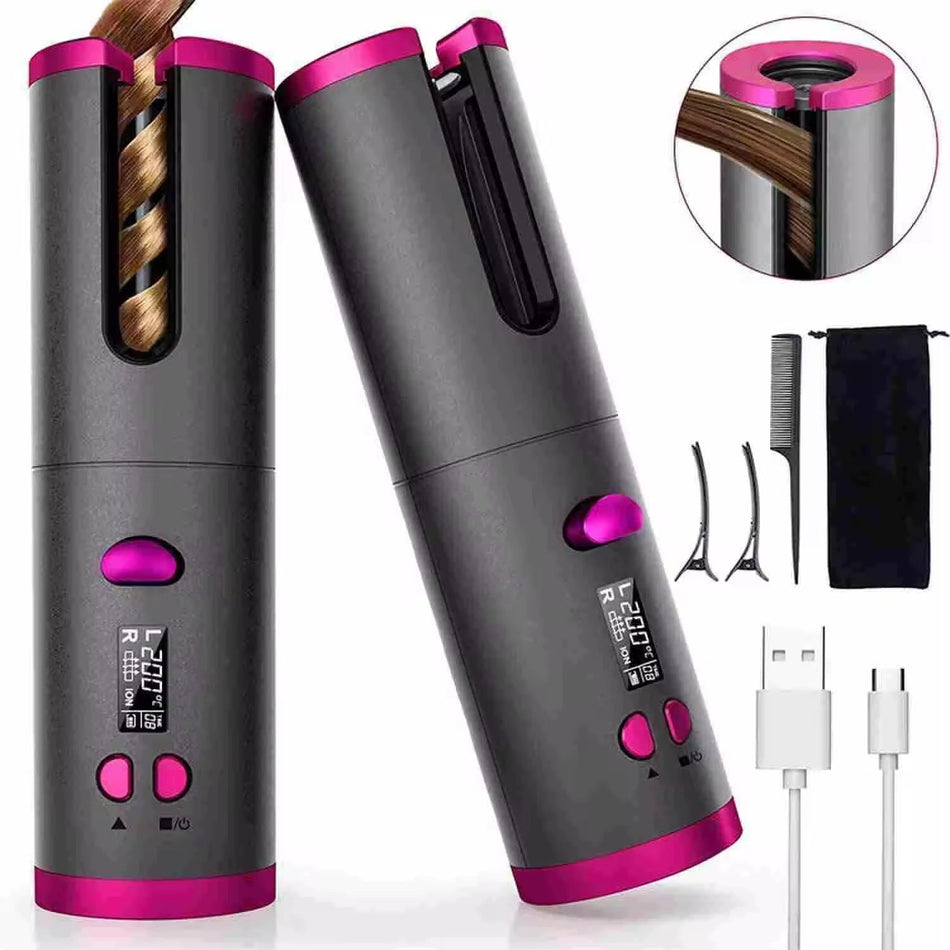 Wireless USB Rechargeable Automatic Curling Iron for Hair
