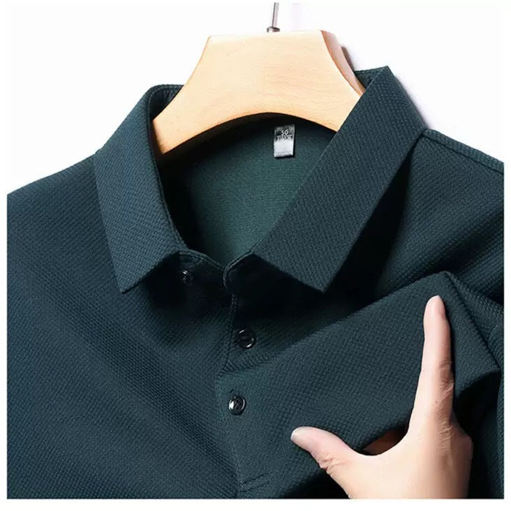 Thin Long Sleeve Polo – Plus Size Casual T-Shirt for Men