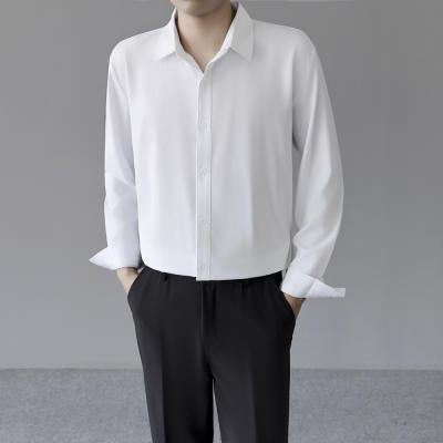 Black men's casual shirt - button-up design with relaxed comfortable fit