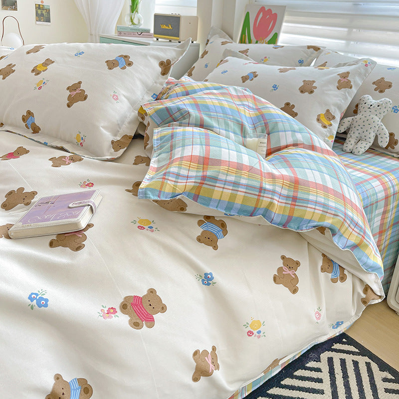 100% Cotton Cartoon Bed Set – 4-Piece Comfort