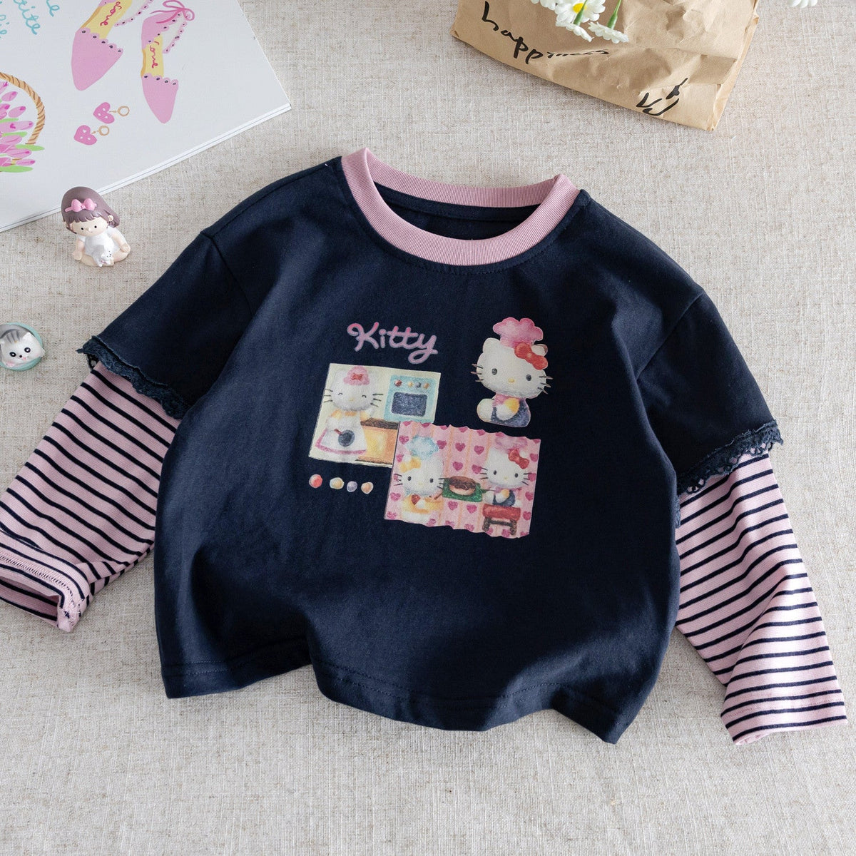 Girls Faux Two-Piece Long Sleeve Top – Stylish Autumn Wear – T-Shirts – Image 7