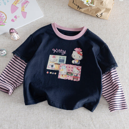 Girls Faux Two-Piece Long Sleeve Top – Stylish Autumn Wear – T-Shirts – Image 7