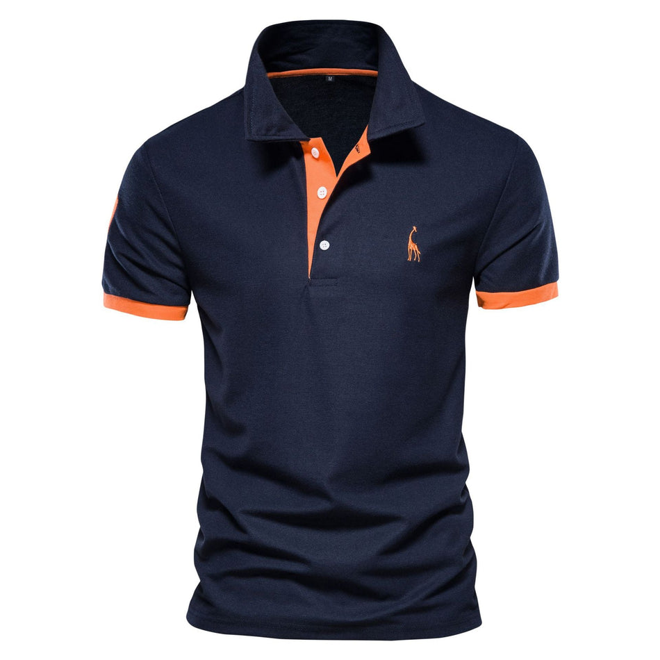 Deer Embroidery Polo – Mesh Lapel Casual T-Shirt