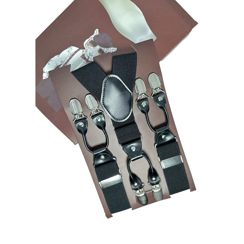 Six-Clip Thick Elastic Suspenders – Durable Men’s Strap