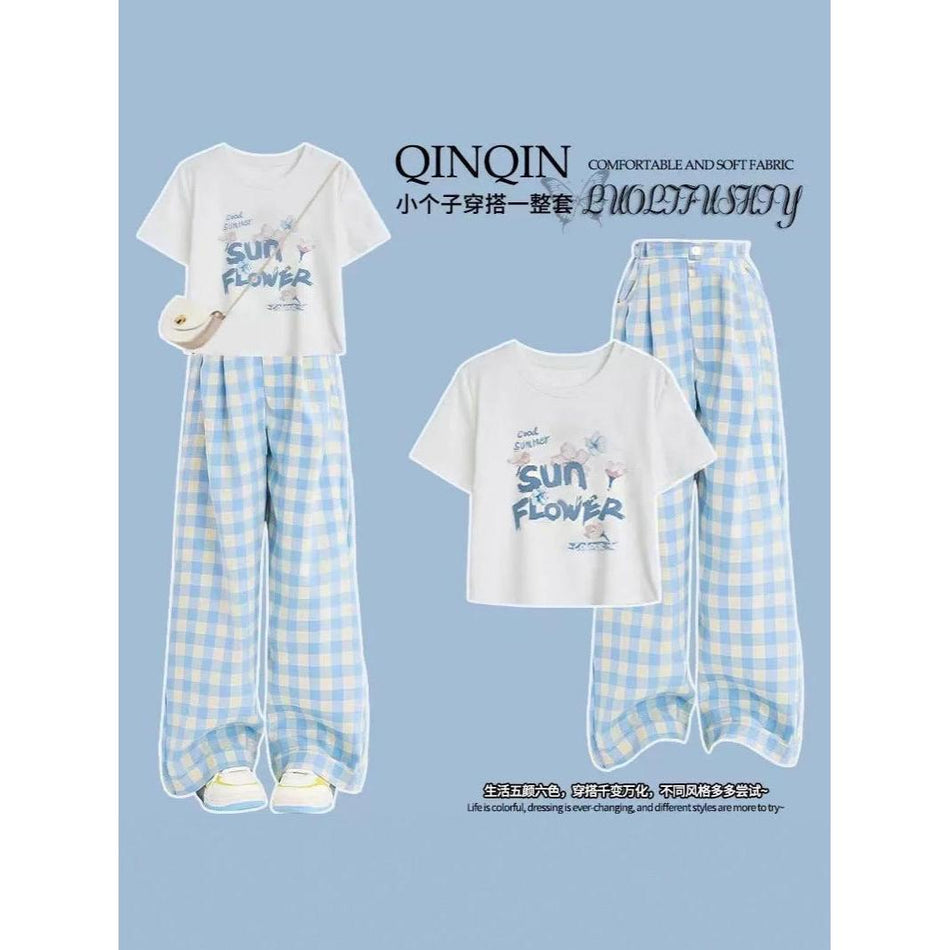2025 Girls Summer Casual T-Shirt & Shorts Two-Piece Set