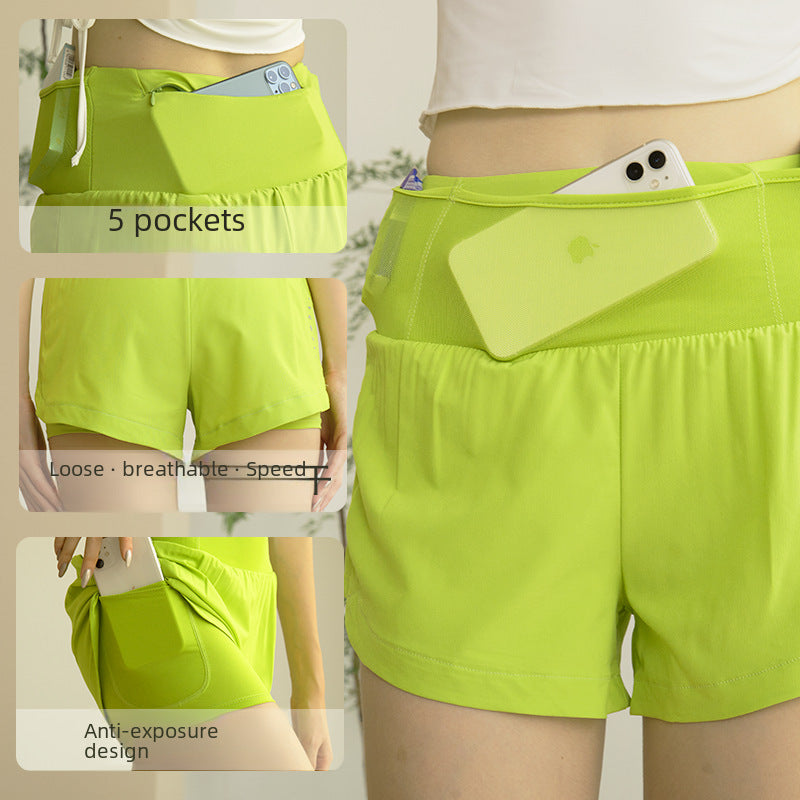INSTOCK-Women's Summer Yoga Shorts | 2-in-1 Quick-Dry Fitness