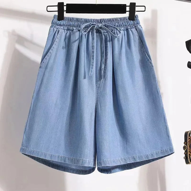 Tencel Ice Silk Wide Denim Shorts