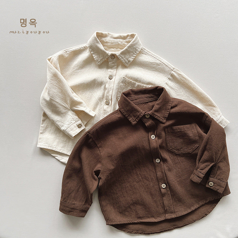 Girls Korean Style Cotton Long Sleeve Shirt Jacket