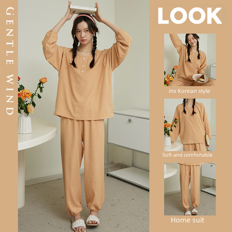 Spring Solid Color Pajama Set for Women