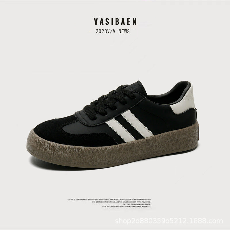 Genuine Leather German Training Shoes Unisex Retro White Men