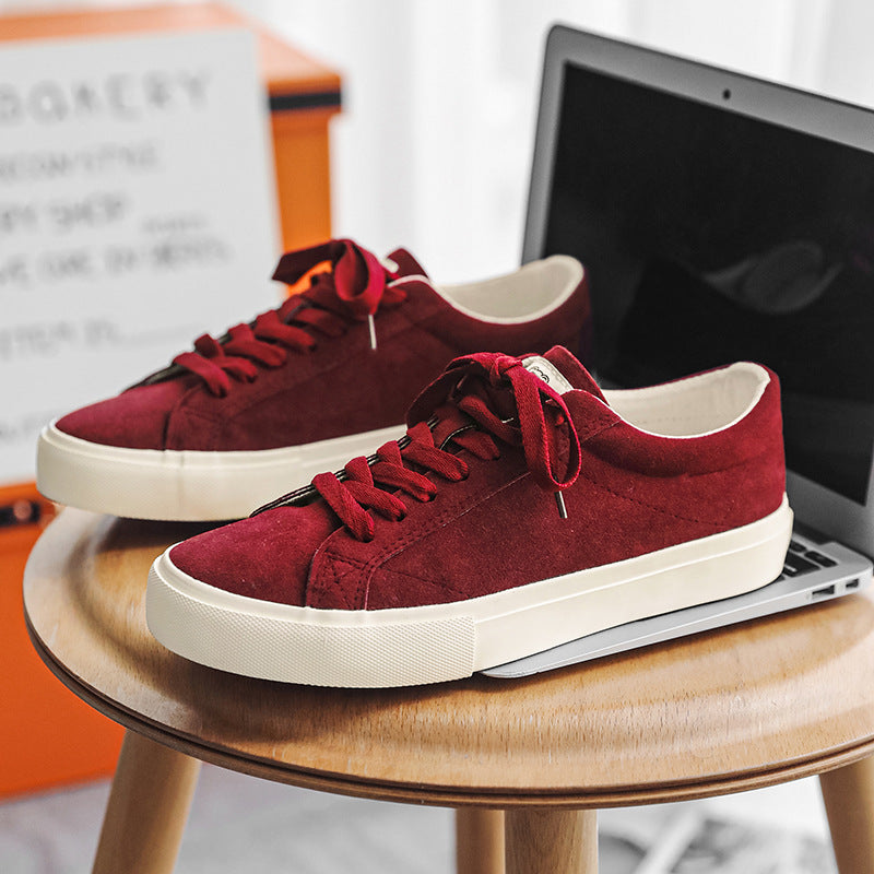 Men’s Suede Wine Red Casual Skateboard Shoes 2026