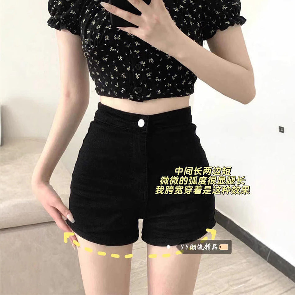 High Waist Black Skinny Shorts Women Summer Hot Pants
