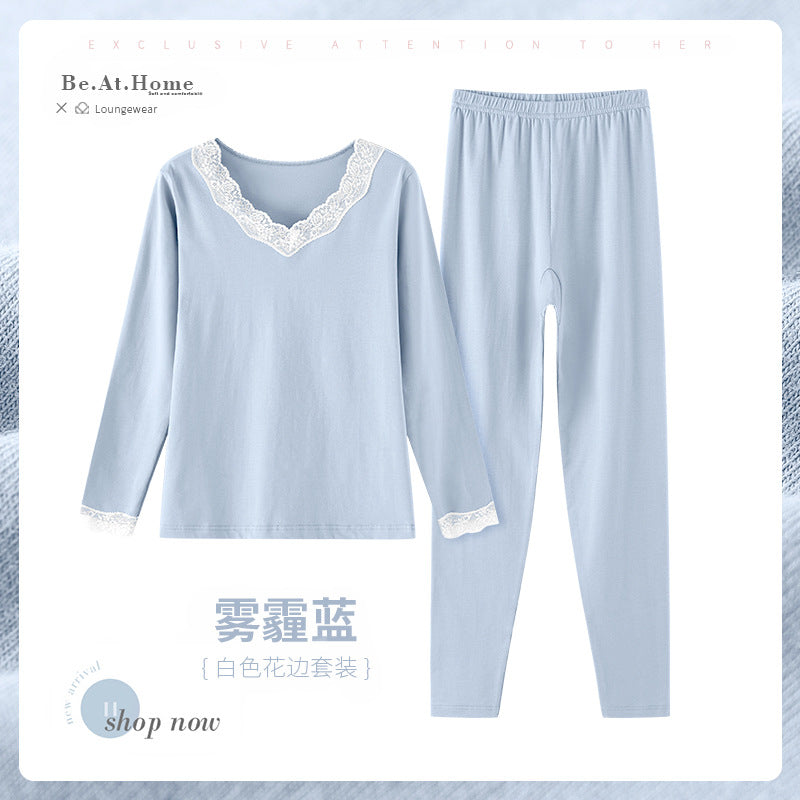 Women’s Cotton Lace Thermal Pants Set