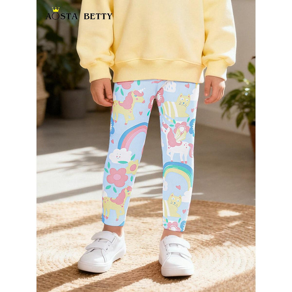 Girls European-Style Unicorn Leggings