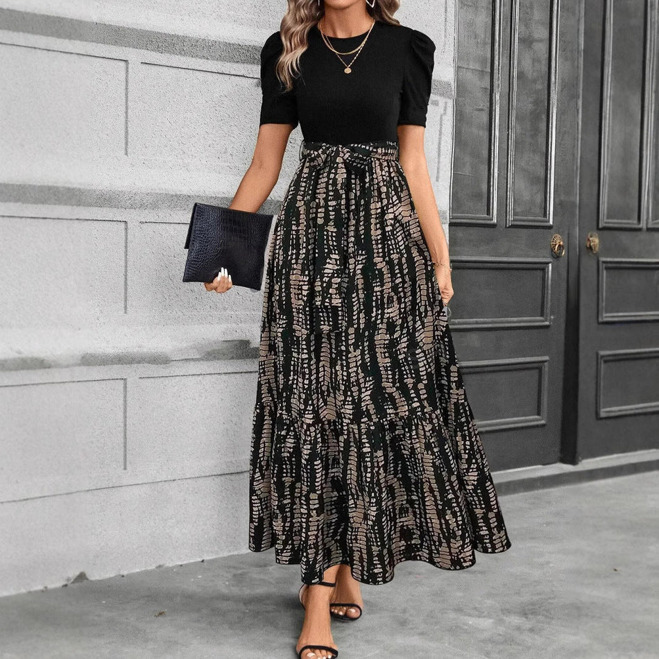 STOCK-Floral Crewneck Dress for Women – Elegant & Comfortable