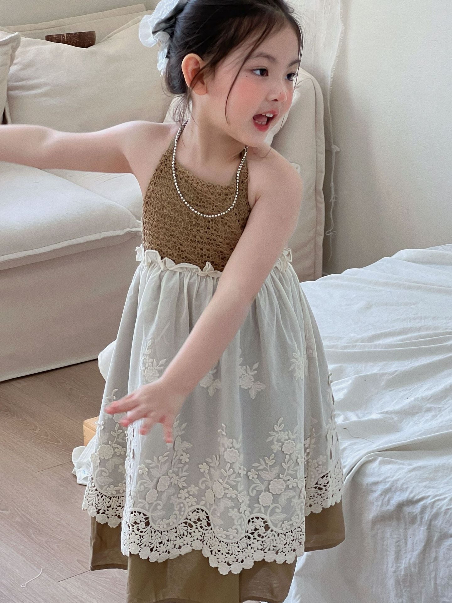 Girls Korean Suspender Lace Dress Summer 2026 – Summer Kids Fashion Nepal | Tudoholic