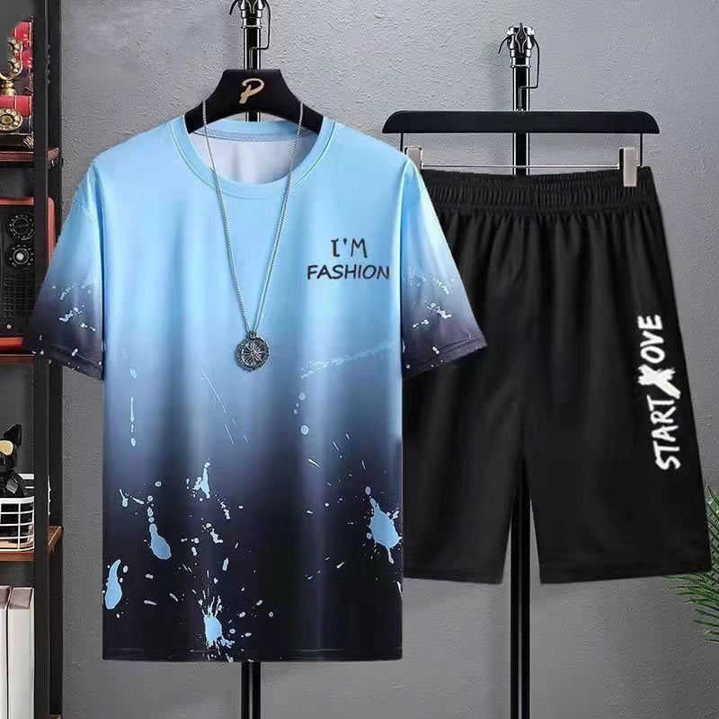 Men's Gradient Ice Silk Summer Sportswear Set