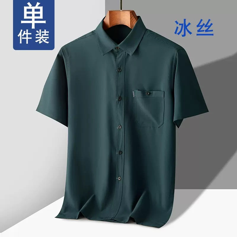 STOCK-Ice silk short-sleeved shirt for men