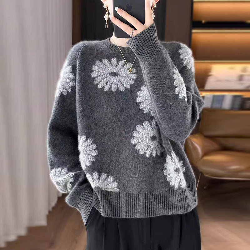 INSTOCK-Women’s Color-Block Jacquard Knit Sweater