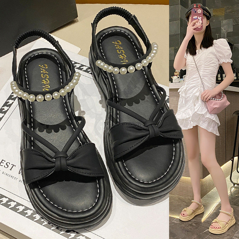 2025 Fairy Style Thick-Sole Roman Beach Sandals