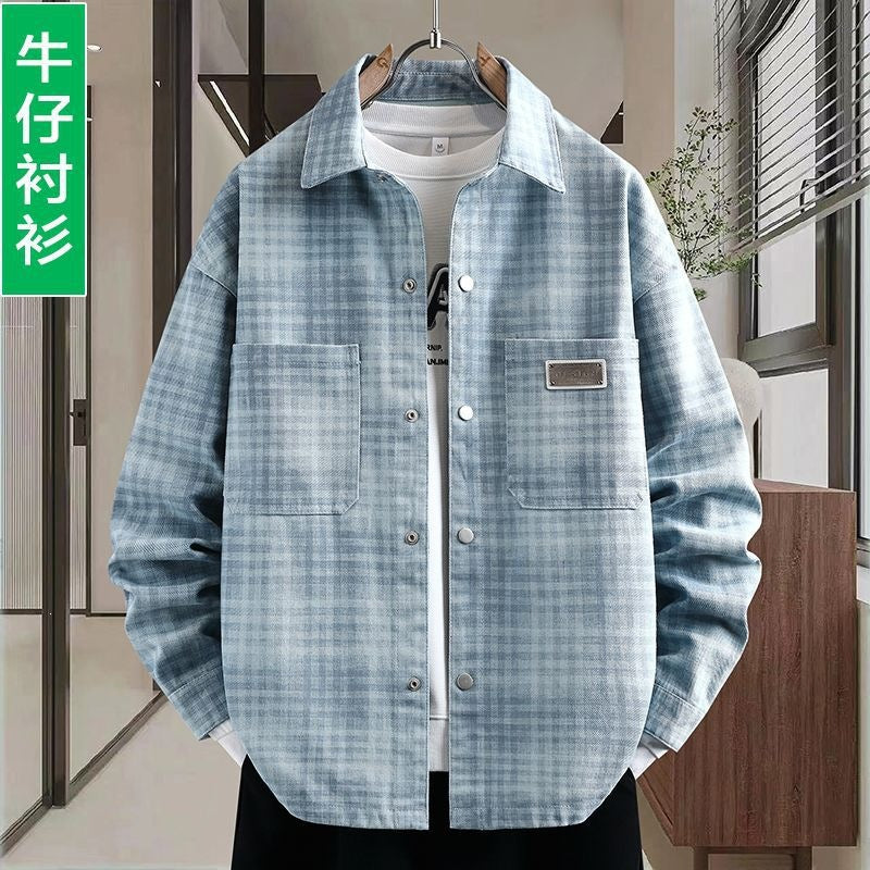 Men's Versatile Plaid Denim Spring Shirt Jacket