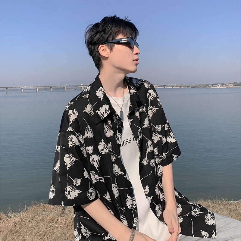 Boys Ice Silk Floral Shirt | Cool Summer Lapel