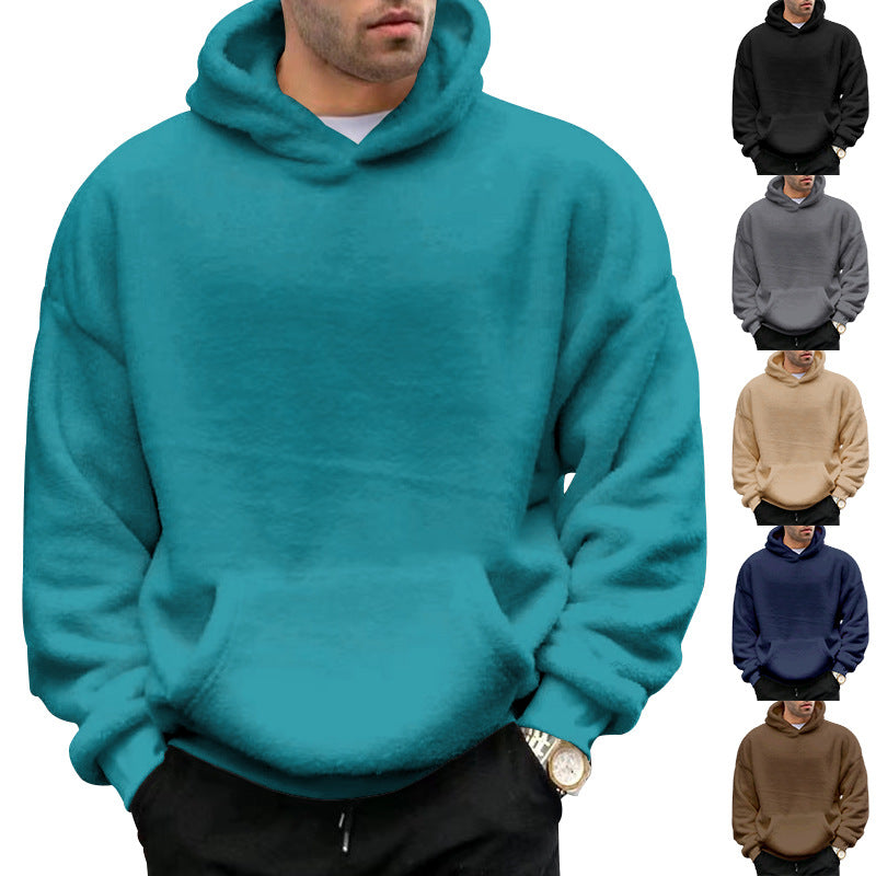 Men’s Double-Sided Velvet Lamb Wool Hooded Pullover 2025