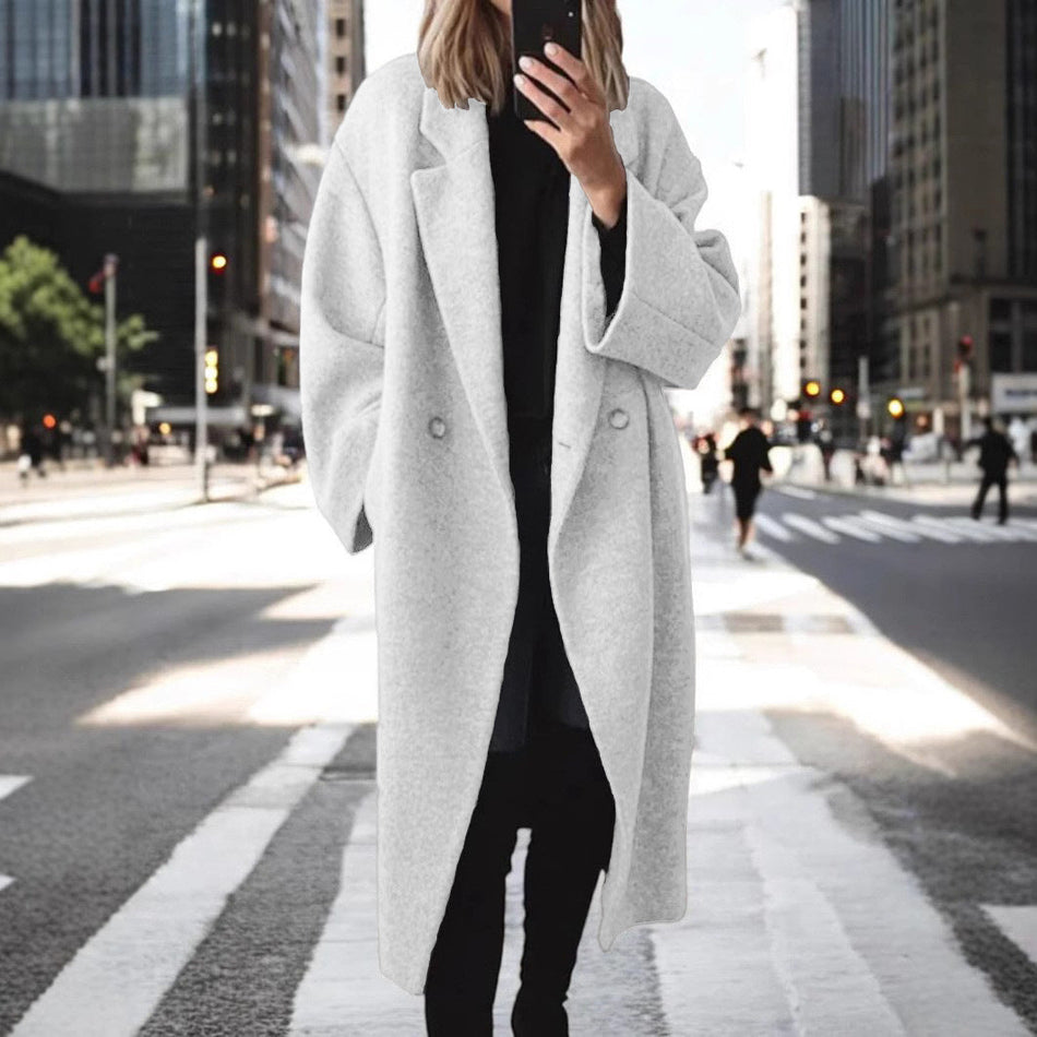 Winter 2026 Women’s Woolen Long Windbreaker Jacket Multi-Color