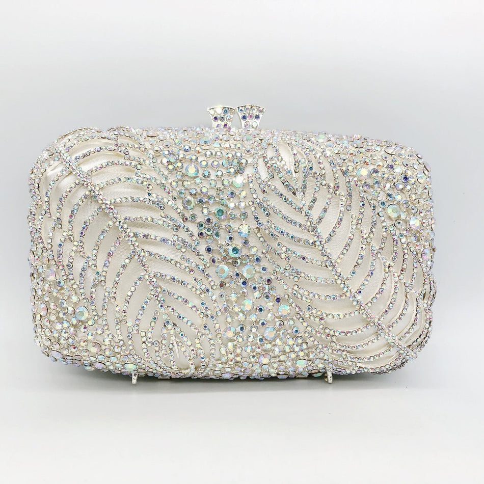 Leaf Diamond Clutch – Elegant Two-Piece Rhinestone Set