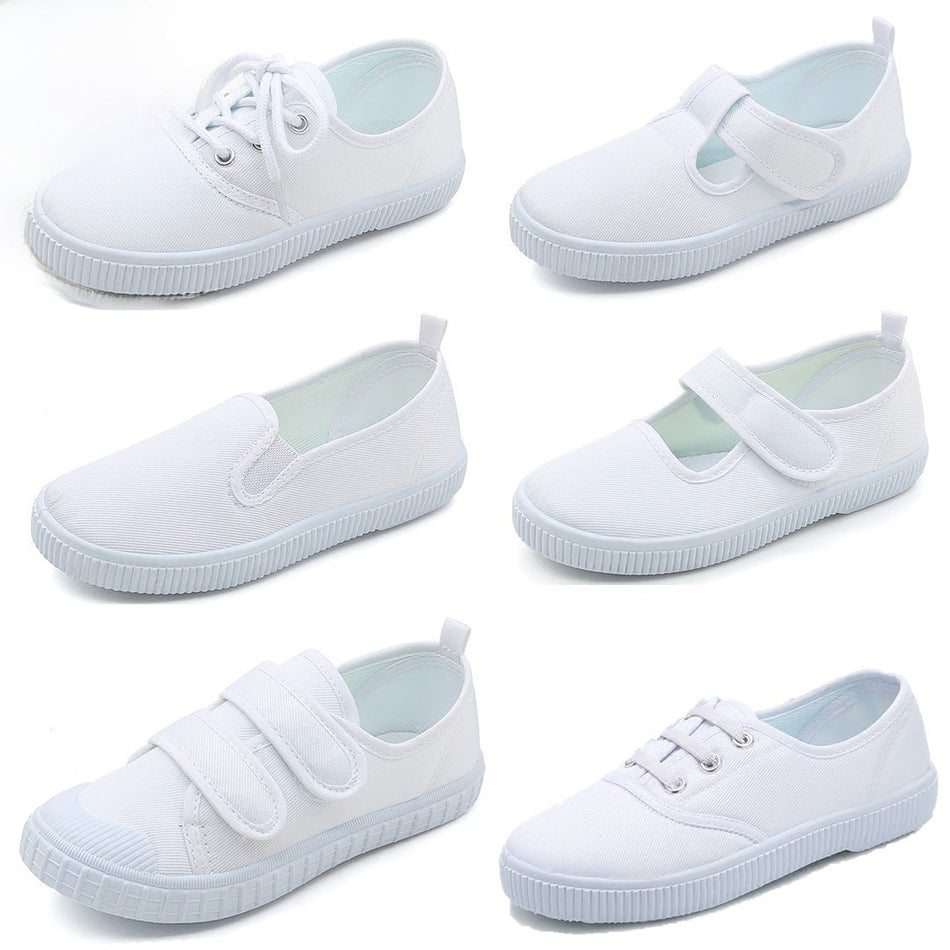 Kids’ White Velcro Shoes – Indoor School & Dance Use