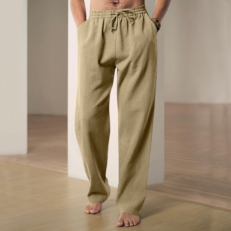 Men's Linen Blend Wide Leg Breathable Casual Trousers