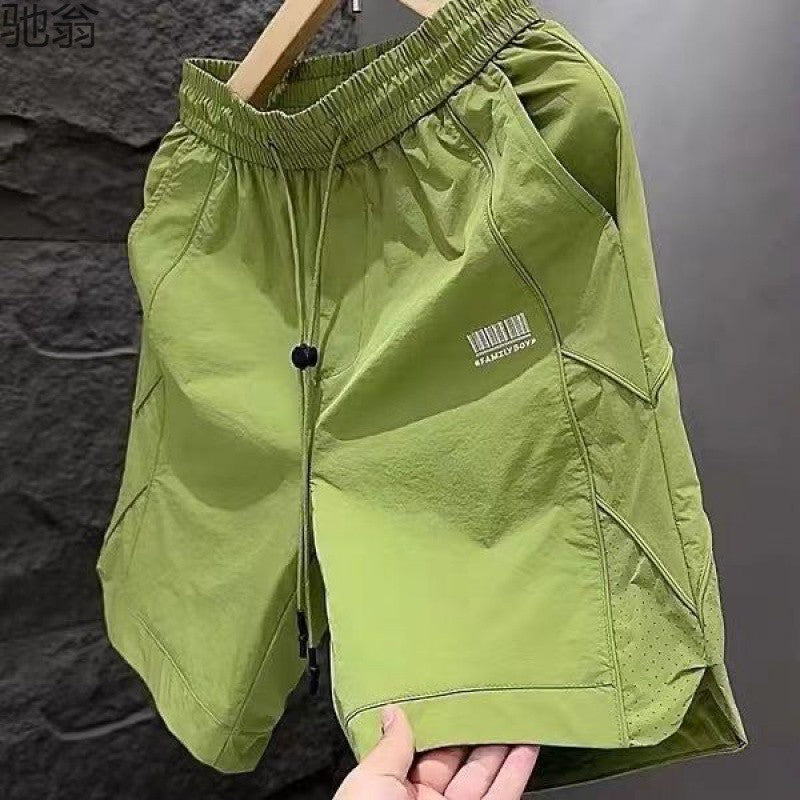 INSTOCK-Trendy Embroidered Ice Silk Shorts  Summer Style for Men