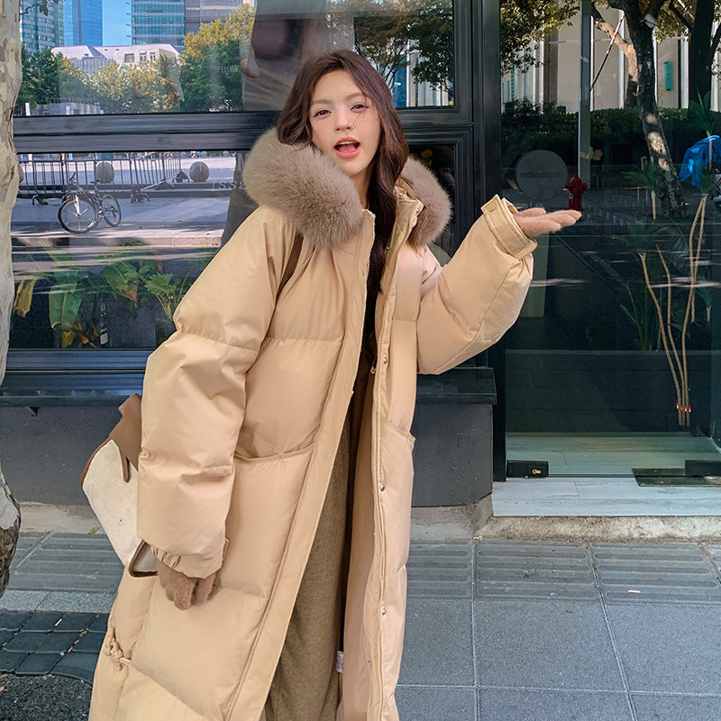 Women’s Knee-Length Cotton Coat with Pockets