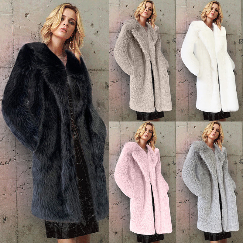 American Style Faux Fur Winter Coat Women