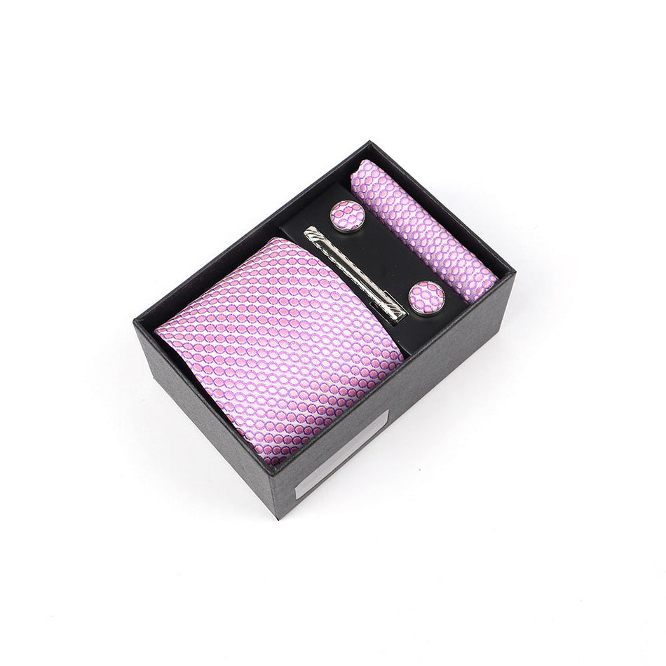 Men’s 4-Piece Black Tie Set – Formal Gift Box Combo