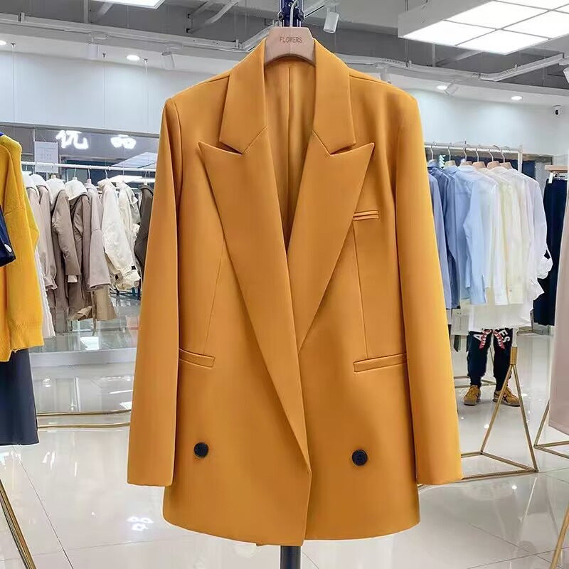 Orange Korean Style Suit Jacket for Women – Autumn Fashion