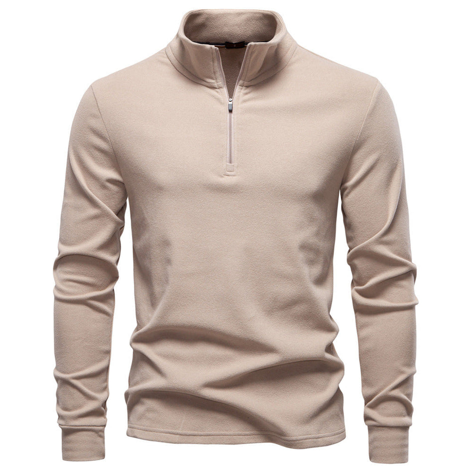 Men’s Thick Velvet Half-Zip Long Sleeve Shirt – Warm Layer