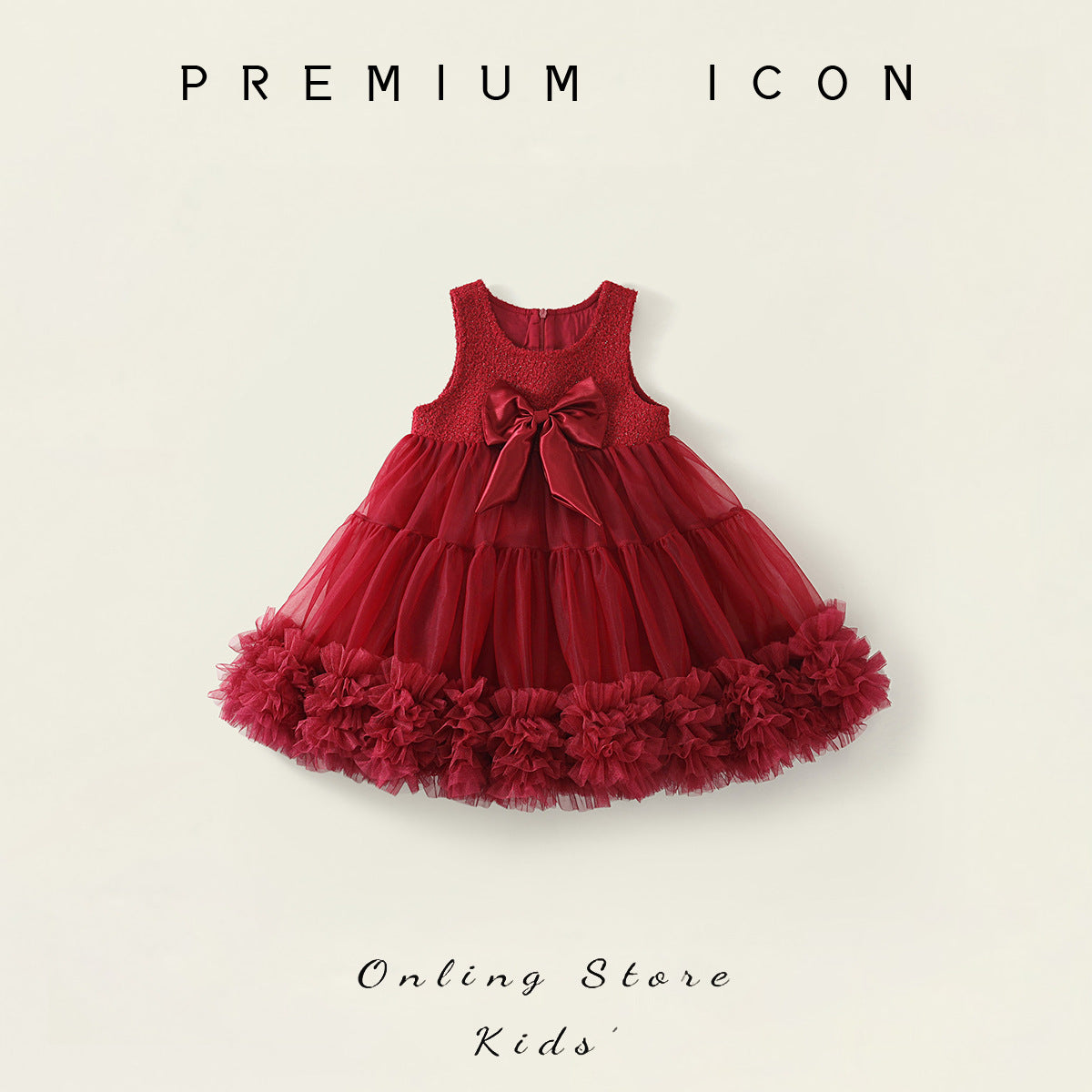 Girls Red Mesh Bow Sleeveless Vest Dress Autumn – Spring Autumn Kids Fashion Nepal | Tudoholic