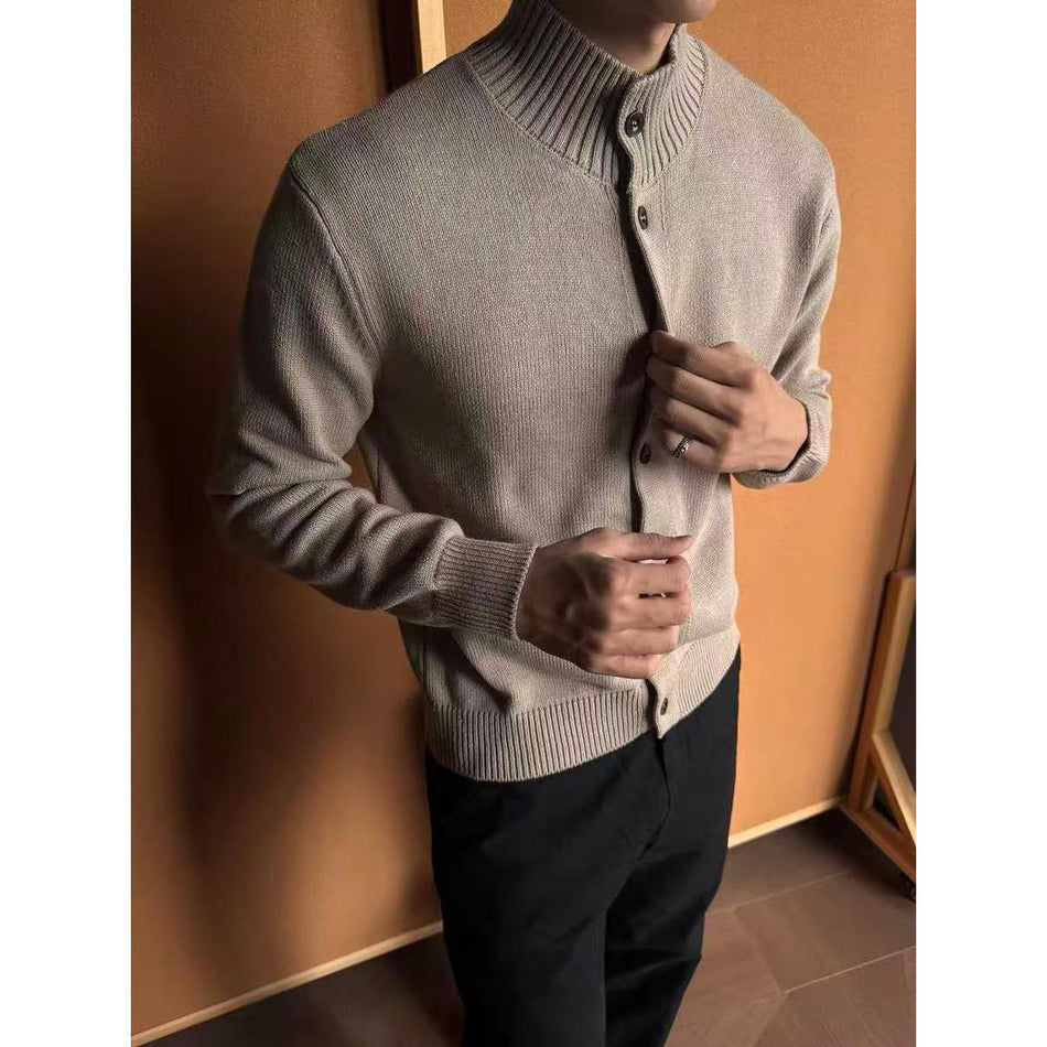 American-Style Thick Knit Cardigan Men's Heavyweight Top