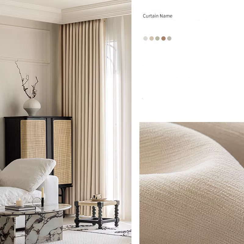 Cream Wind Chenille Curtains – Custom Full Shading High-End