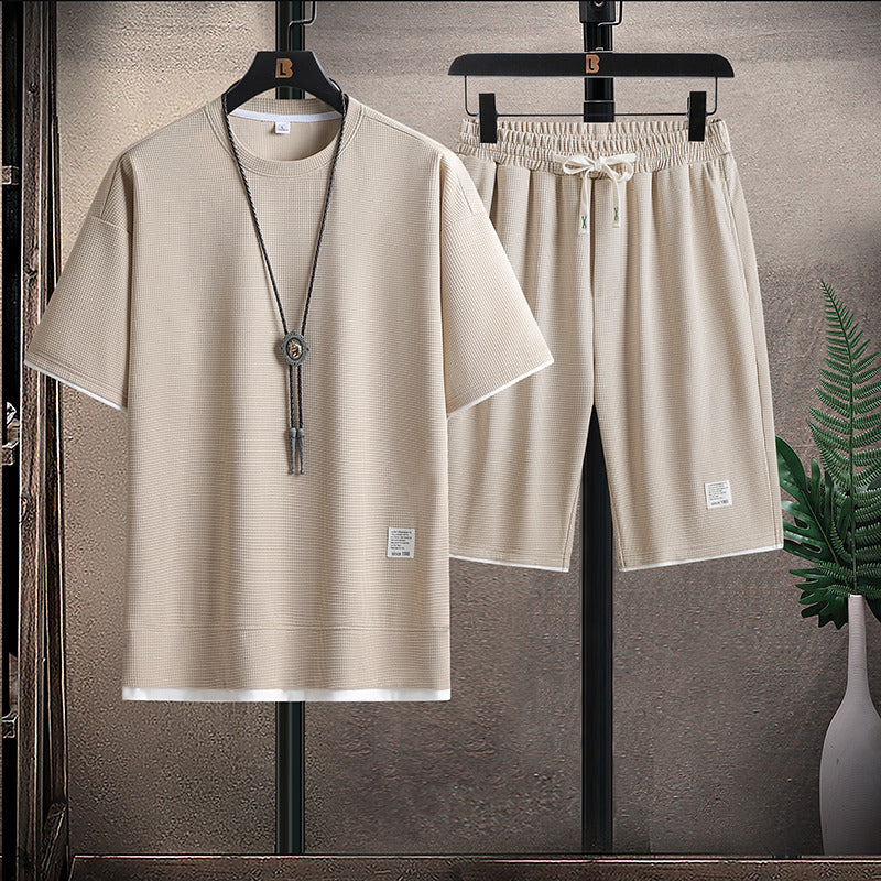 Men's Ice Silk Waffle Two-Piece Style T-Shirt
