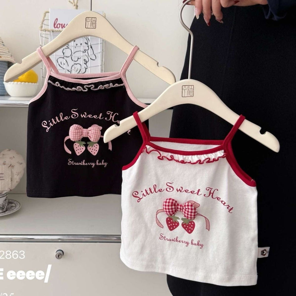 Girls Cotton Cherry Bow Camisole Vest 2026