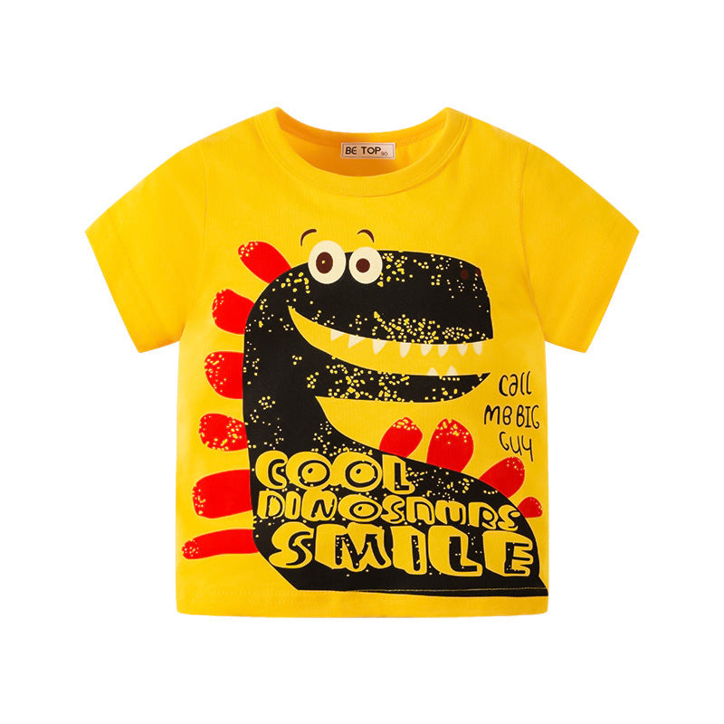 Boys Cartoon Dinosaur T-Shirt Summer Kids Top