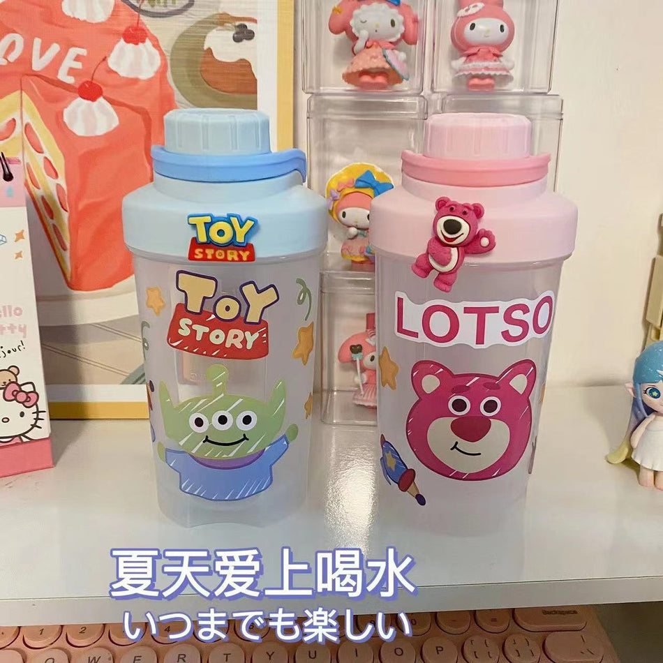 Cute Toy Style Shaker Water Cup with Straw for Students