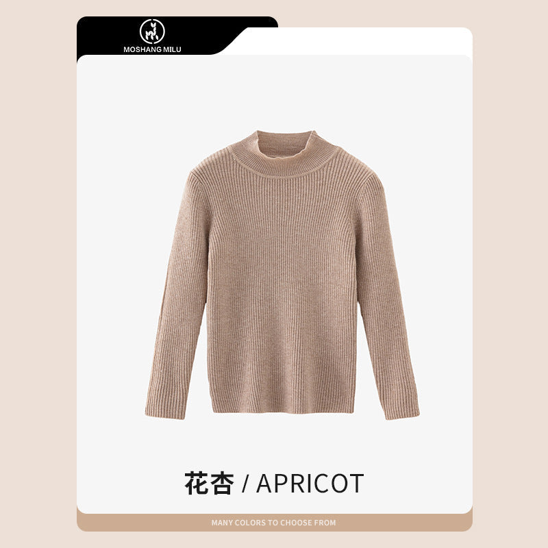 STOCK-Girls’ Half Turtle Collar Pullover Sweater Autumn