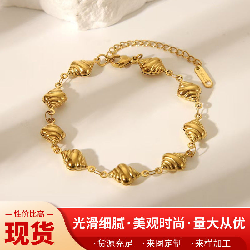 Titanium Steel Conch Bracelet – Gold-Plated Stylish Chain